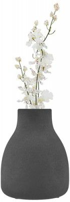 Amazon Brand - Solimo Flower Vase with Rust-Resistant Coating | Bouquet Vase (Small) - Textured Black
