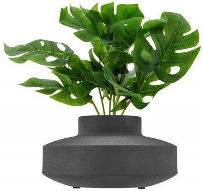 Solimo Flower Vase with Rust-Resistant Coating | Stylish and Easy-to-Clean Finish | Compact Design for Modern Décor | Round Vase - Textured Black