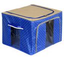 Amazon Brand - Solimo Foldable Printed Underbed Storage Box with Metal Frame Support, 24L, Royal Blue, Set of 1...