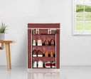 Amazon Brand - Solimo Foldable Shoe Rack, 4 Layer, Brown, Premium, Alloy Steel, Plastic...