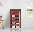 Amazon Brand - Solimo Foldable Shoe Rack, 5 Layer, Brown, Premium...