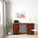 Amazon Brand - Solimo Fossan Computer Table with 2 Drawers, 2 Storage Cabinets (Solid Sheesham Wood, Honey Finish)...