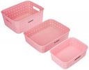 Amazon Brand - Solimo Fruit Plastic Basket Set (3 pieces, Pink)...