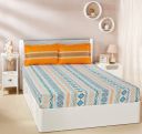 Amazon Brand - Solimo Fuzzy Strings 144 TC 100% Cotton Double Bedsheet with 2 Pillow Covers...
