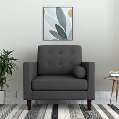 Amazon Brand - Solimo Fyford 1 Seater Sofa (Fabric, Steel Grey)