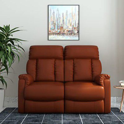 Amazon Brand - Solimo Geford 2 Seater Leatherette Recliner (Fabric, Tan)