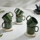 Amazon Brand - Solimo Glam Green Fringe Ceramic Tea Cups ...