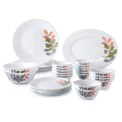 Amazon Brand - Solimo Glass Dinner Set - 33 Pieces Transparent