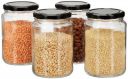 Amazon Brand - Solimo Glass Transparent Storage Jar for Pickles, Spices | BPA Free | Set of 4 | 750 ml...