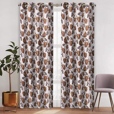 Amazon Brand - Solimo Glissando Polyester Curtain Long Door 9 feet (2.74 m) Brown Pack of 2