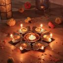 Amazon Brand - Solimo Gold Polished Metal Lotus Tealight Candle Holder - Urli Bowl | Decorative Home Decor...