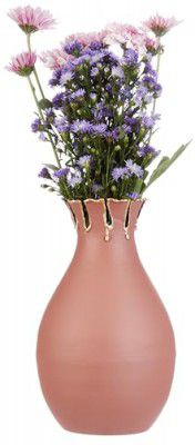 Amazon Brand - Solimo Handcrafted Iron Vase | 20 cm Height | Ideal for Room Decor & Gifting (Terracotta Color)
