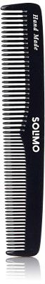 Amazon Brand - Solimo Handmade Black Easy-Grip and Thin Fine-Tooth Comb, 17 cm x 3 cm