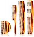Amazon Brand - Solimo Handmade Brown Set of 4 Combs 1 U-Shaped Fine-Tooth, 1 Curved-Handle, 1 Curved-Back Fine-Tooth 1 Curve-Edge All-Purpose Comb...