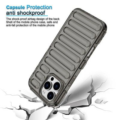 Amazon Brand - Solimo High Protection Capsule Design Back Cover for Apple iPhone 16 Pro - Transparent Grey