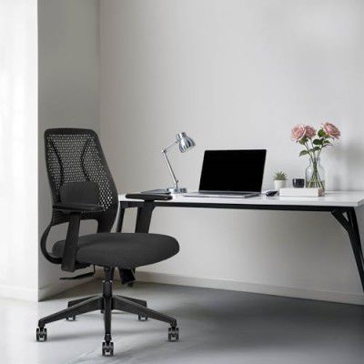 Amazon Brand - Solimo HIVE Fly Medium Back Ergonomic Office Chair- Swivel Desk Chair –Black