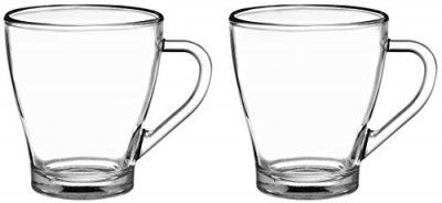 Amazon Brand - Solimo Hollywood Glass Coffee Mug Set, 255ml, Set of 2, Transparent