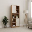 Amazon Brand - Solimo Horma Engineered Wood Bookshelf with 5 Open Shelves and 2 Cupboards, Exotic Teak and Frosty White Finish...