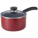 Amazon Brand - Solimo Induction Base Aluminium Non-Stick Sauce/Milk Pan with Glass Lid (1.5 Ltrs) | Gas Stove and Induction Compatible | Heat Resistant Handle...