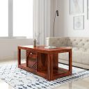Amazon Brand - Solimo Insolitum Coffee Table with 1 Drawer and 1 Door Cupboard (Sheesham Wood, Honey Finish)...