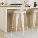 Amazon Brand - Solimo Iron Bar Stool, White Br_Bs2-White - 17.32 X 14.17 X 38.97 Inch, White...