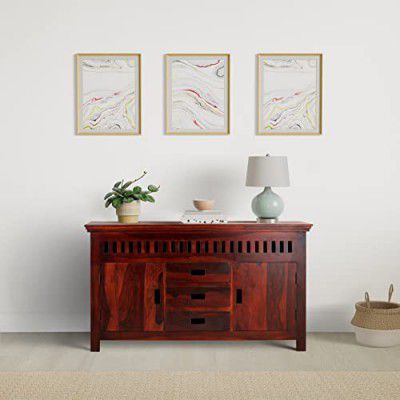 Amazon Brand - Solimo Irriwady Solid Sheesham Wood Sideboard with 3 Drawers and 2 Doors (Honey Finish)