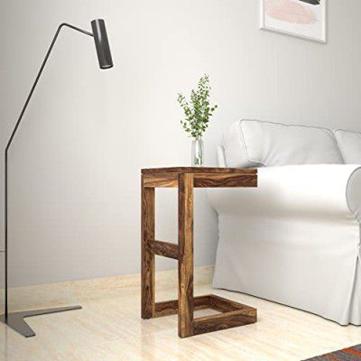 Amazon Brand - Solimo Jammy Solid Sheesham Wood C-Shape Sofa End Table (Natural Finish)