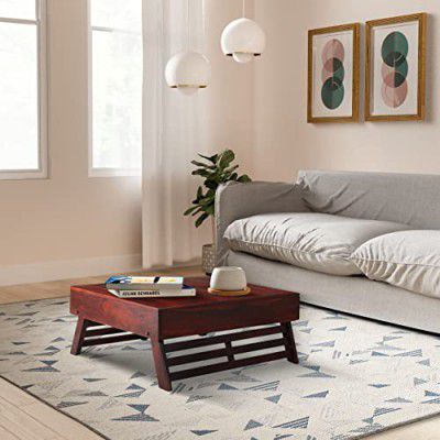 Amazon Brand - Solimo Jedlok Square Coffee Table with Foldable Legs (Solid Sheesham Wood, Honey Finish)