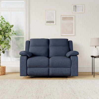 Amazon Brand - Solimo Kalvian Manual 2 Seater Fabric Recliner (Blue)