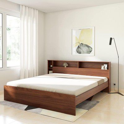 Amazon Brand - Solimo Kenora Engineered Wood King Size Bed Without Storage (Asian Walnut)