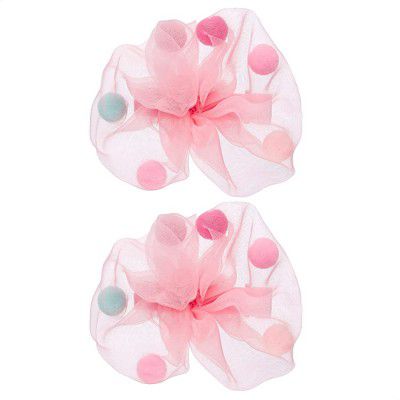 Amazon Brand - Solimo Kids Hair Pins with Multicolour Beads Pink Print Pack of 2
