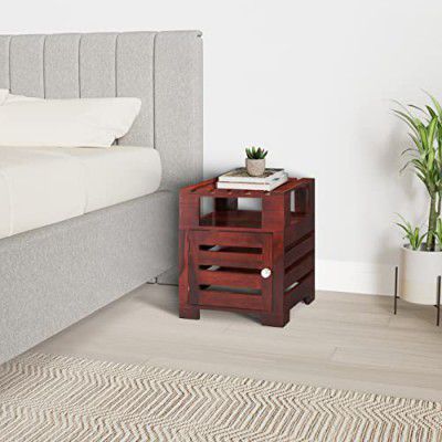 Amazon Brand - Solimo Kitsult Bedside Table with Shelf (Solid Sheesham Wood, Honey Finish)