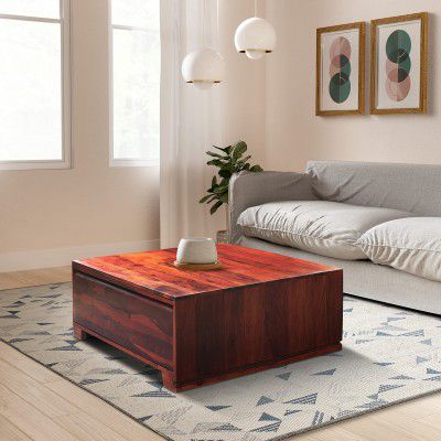 Amazon Brand - Solimo Korngold Solid Sheesham Wood Coffee Table with 2 Drawers (Natural Finish)