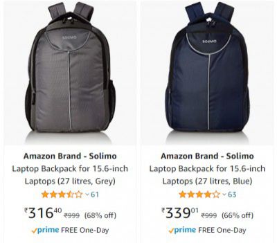 Amazon Brand - Solimo Laptop Backpacks Starts ₹329