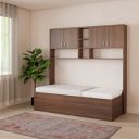 Amazon Brand - Solimo Lincum Single Size Engineered Wood Bed with Wall Storage - (Rolex Dark)...