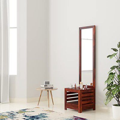 Amazon Brand - Solimo Longmont Dressing Table with Open Shelf Storage (Solid Sheesham Wood, Honey Finish)
