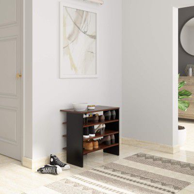 Amazon Brand - Solimo Lucy Engineered Wood Shoe Rack (Walnut & Black)