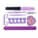 Amazon Brand - Solimo Manicure and Pedicure Kit with Brush, Nail Clipper, Swab, Two Nail Files, Toe Separator, Dead Skin Claw and Foot Grinder, Purple, Pack of 8...