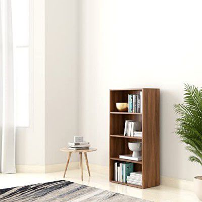 Amazon Brand - Solimo Martinac Engineered Wood Bookshelf with 4 Shelves, Rolex Dark