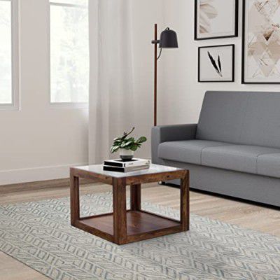 Amazon Brand - Solimo Medo Durable Glass Coffee Table (Sheesham Wood with Honey Finish)