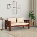 Amazon Brand - Solimo Medon Solid Sheesham Wood 2-Seater Sofa with Cushions (Natural Finish)...