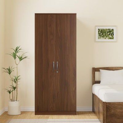 Solimo Medusa Engineered Wood 2 Door Wardrobe (Walnut Finish)