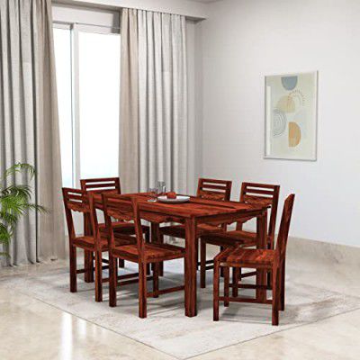 Amazon Brand - Solimo Mehraab 6 Seater Dining Set with 6 Chairs (Solid Sheesham Wood, Honey Finish)