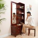 Amazon Brand - Solimo Mehraab Dressing Table with Stool (Solid Sheesham Wood, Honey Finish)...