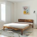 Amazon Brand - Solimo Mehraab Queen Size Solid Sheesham Wood Bed Without Storage (Natural Finish)...