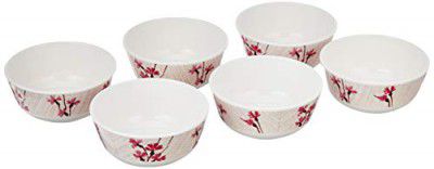 Amazon Brand - Solimo Melamine Classico Vegetable Bowl Set | 6 Pcs | 240 ml | White