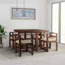 Amazon Brand - Solimo Melka Modern 4 Seater Dining Table 4 Cushioned Chairs  ...