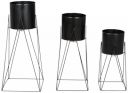 Amazon Brand - Solimo Metal Planters Pot Holder (Square Base) with Metal Plant Stand (Black, Set of 3)...