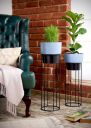 Amazon Brand - Solimo Metal Planters with Metal Stand - Grey & Black (Set of 2)...