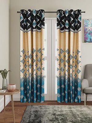 Amazon Brand - Solimo Metallic Mischief Polyester Long Door Curtains (Pack of 2, 9 feet), Gold